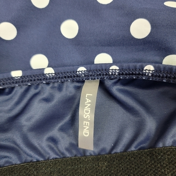 Lands' End Deep Sea Polka Dot V-Neck Wrap Underwire Tankini Swim Top Sz 8 - Picture 13 of 16